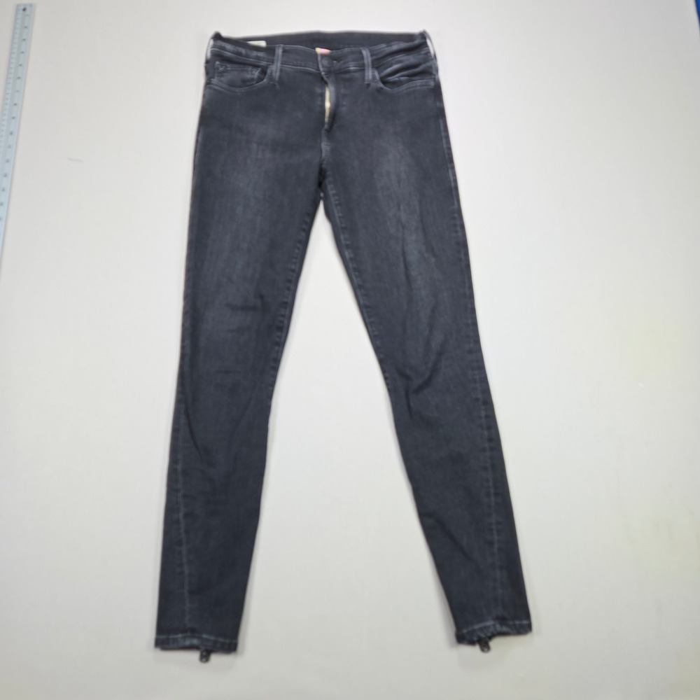 True Religion Halle Mid Rise Super Skinny Jeans Black Wash Zipper Ankle Size 28